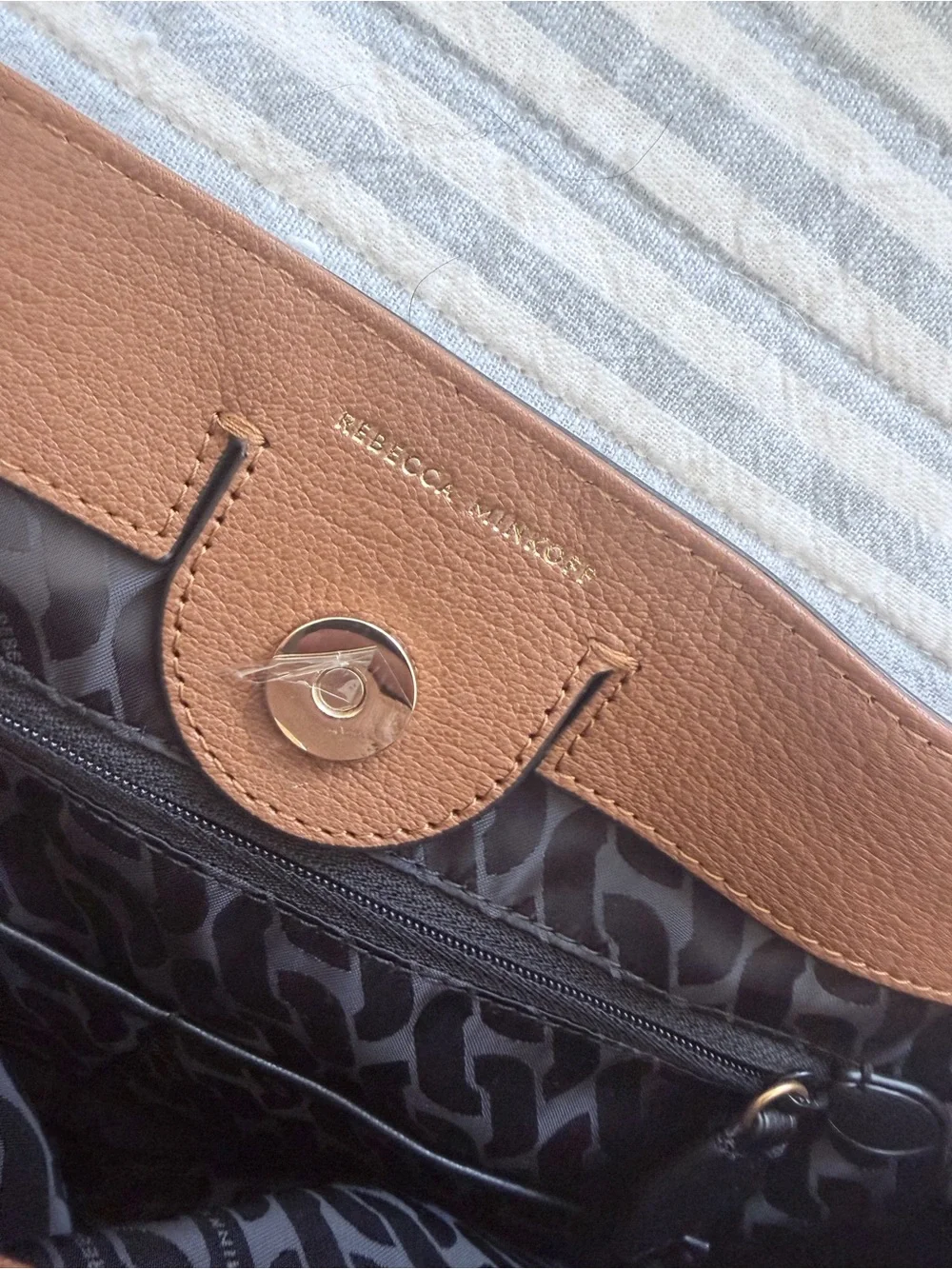 Rebecca Minkoff Cognac Leather Shoulder Bag with Gold Hardware